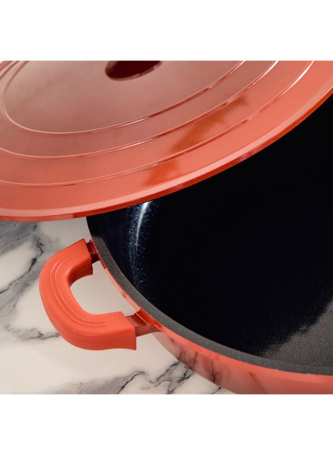 Home Box Red Cast Aluminium Casserole with Lid - 32 cm - Image 4